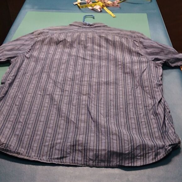 Cutter & Buck Men's XL Short Sleeve Button Down Cotton Blue Striped Shirt - Picture 7 of 8